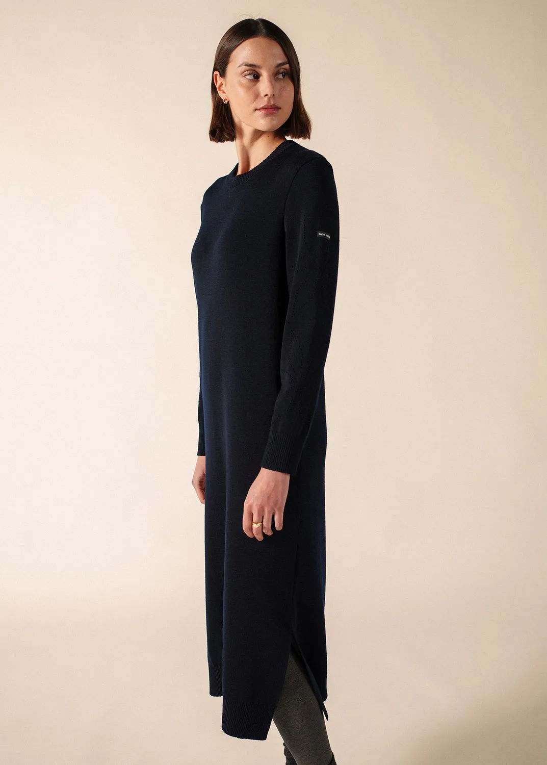Saint James Ascou robe navy laine coupe droite