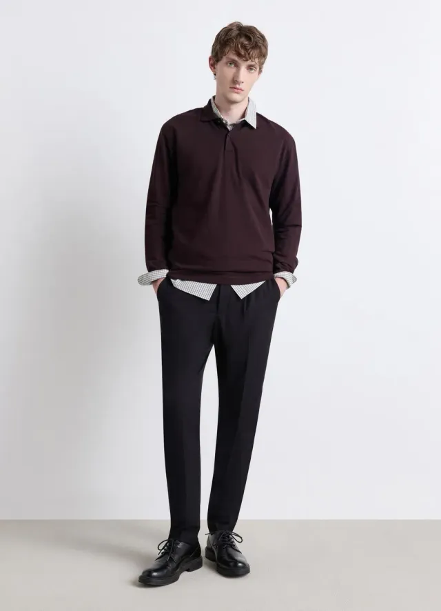 Calliope polo coton piqué homme manches longues uni