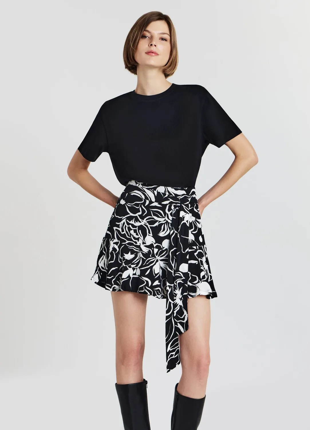 Calliope jupe-culotte fleurie femme ceinture nouée