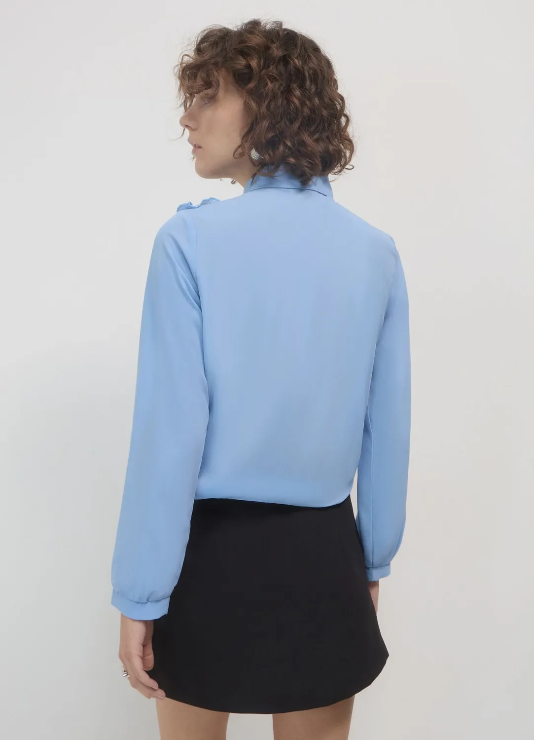 Calliope chemise volant plissé femme manches longues