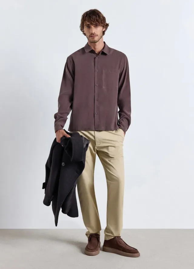 Calliope chemise homme regular manches longues unie coupe droite