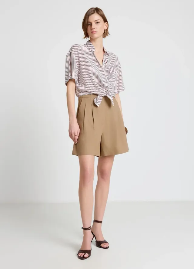 Calliope chemise rayée nouée femme manches courtes