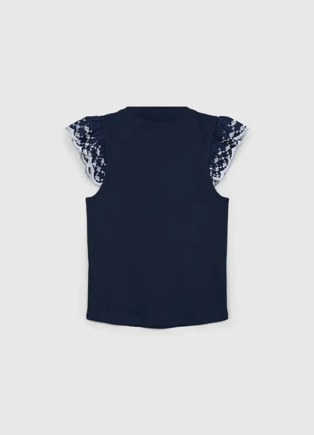Calliope t-shirt côtelé femme volants coton