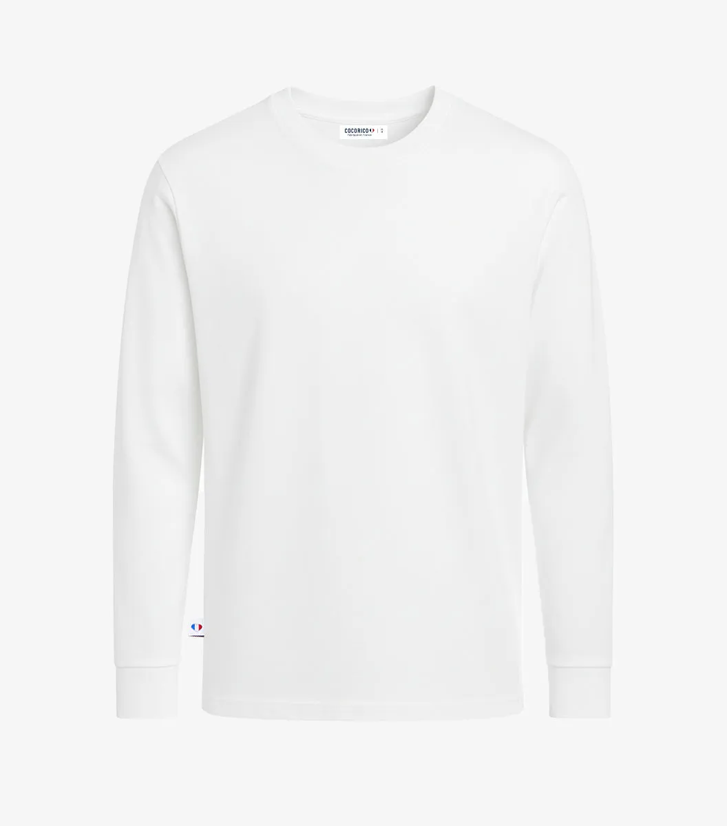 Cocorico Intemporel T-shirt Manches Longues Homme Blanc 100% coton