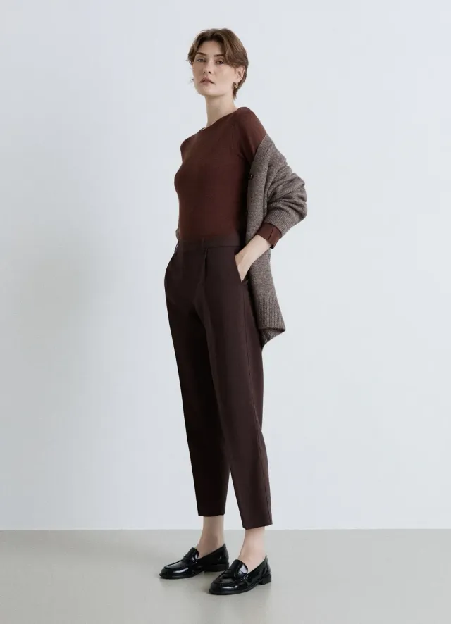 Calliope pull col rond uni femme manches longues