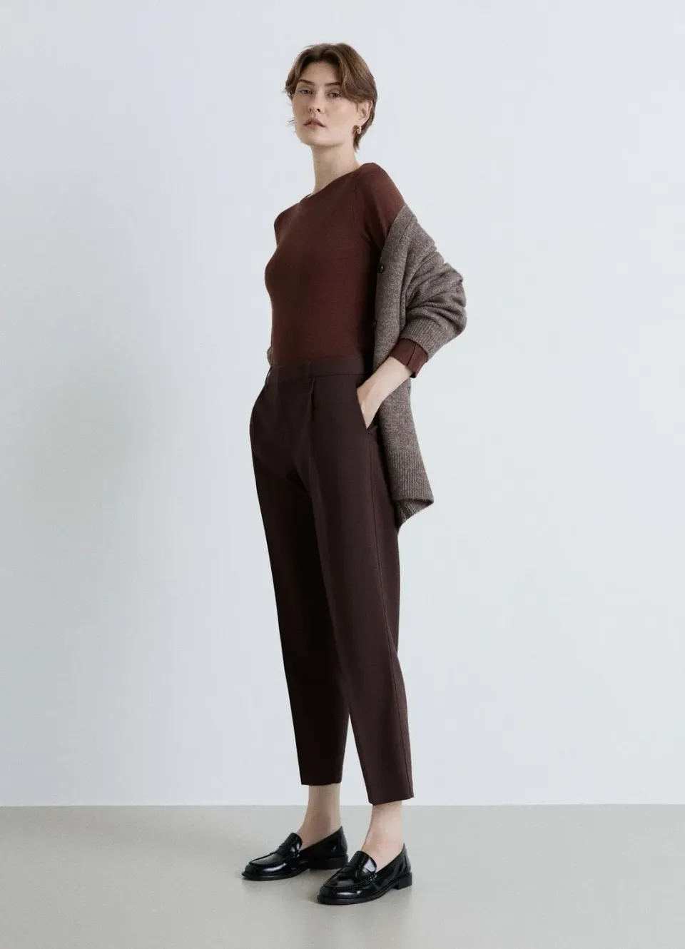 Calliope pull col rond uni femme manches longues