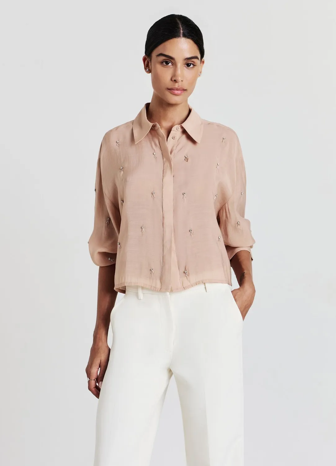 Calliope chemise transparente femme appliquée