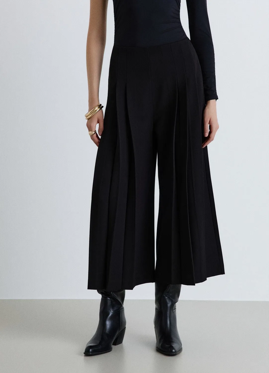 Calliope Pantalon culotte plissé taille haute femme