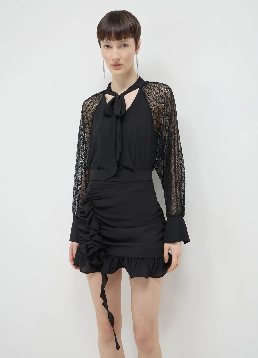 Calliope jupe courte femme à volants zip dos