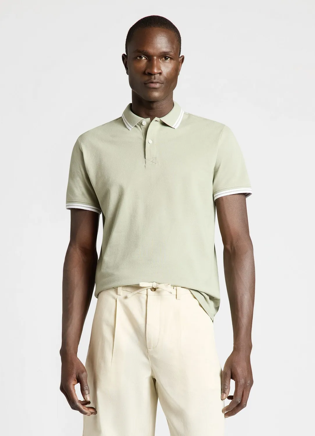 Calliope polo homme coton col rayé uni