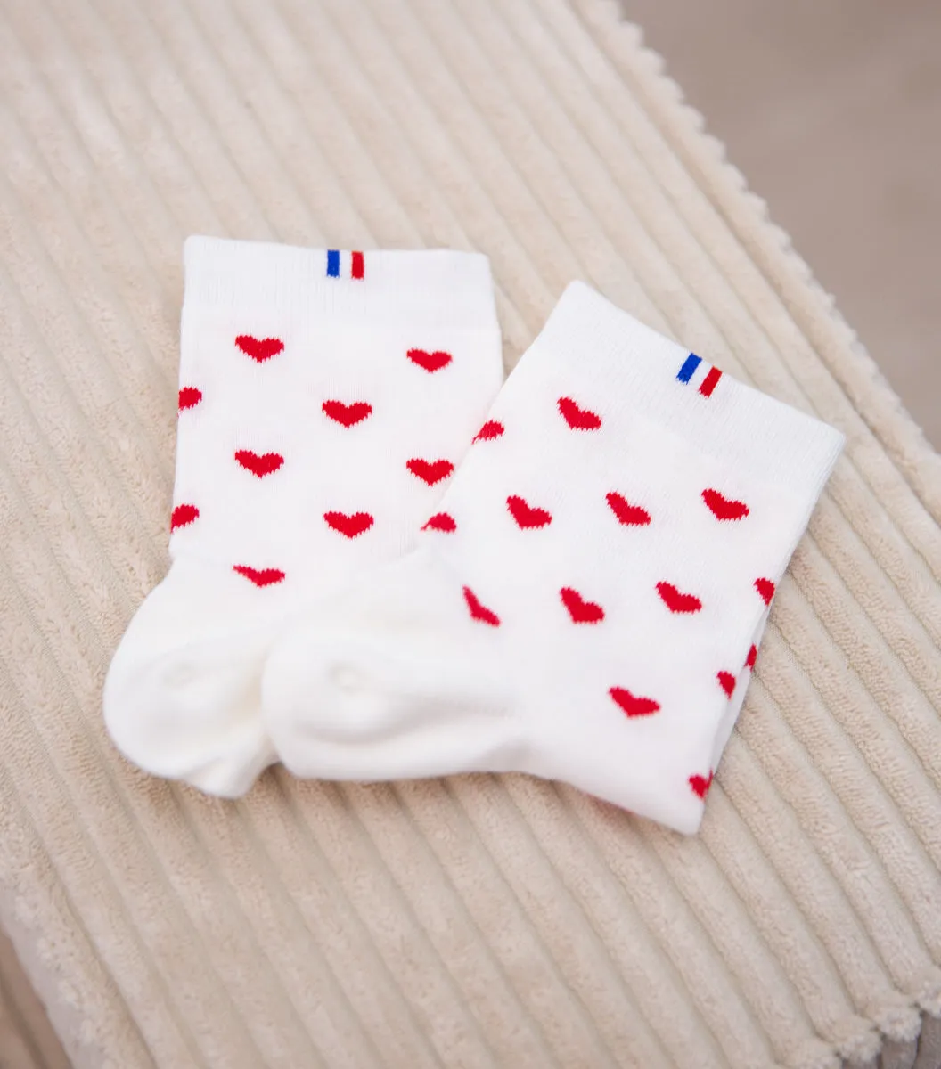Cocorico Petit Cœur chaussettes femme rouge coton