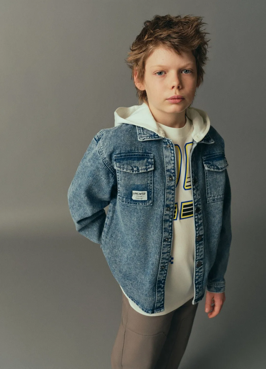Calliope Shacket Denim Capuche Surchemise Garçon Uni