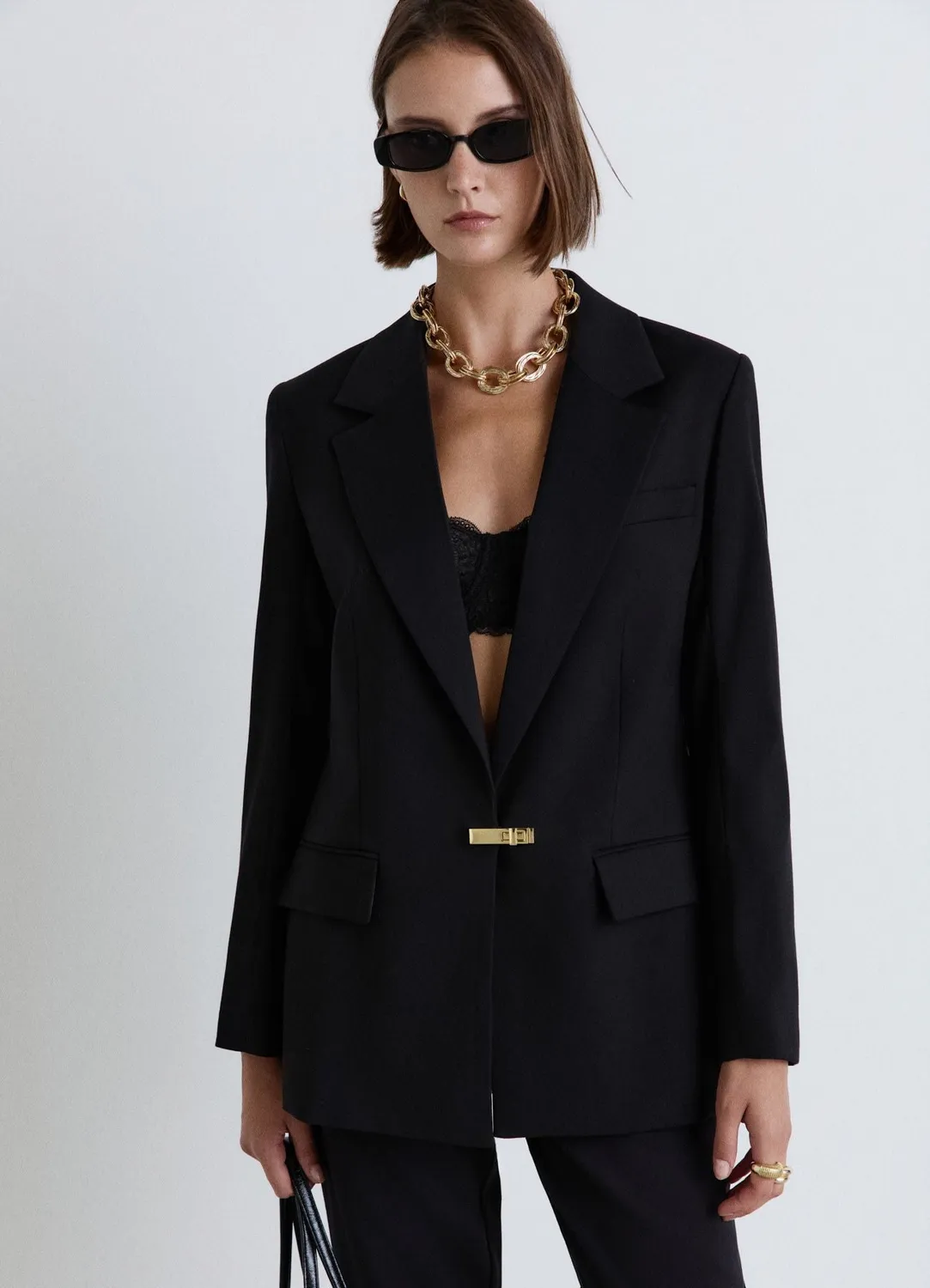 Calliope veste blazer boucle métal femme unie