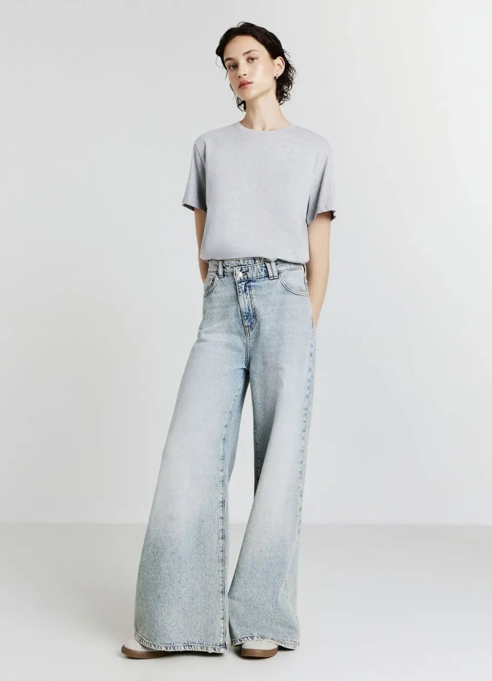 Calliope jean wide leg femme effet sablé