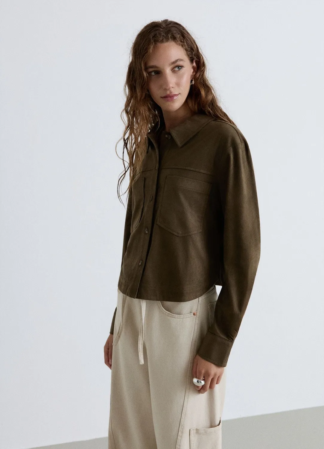 Calliope chemise effet suède femme à poches