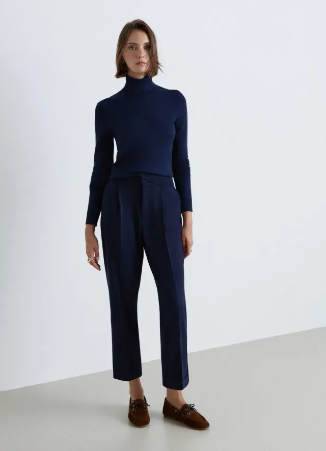 Calliope pantalon revers élastique pantalon droit taille haute