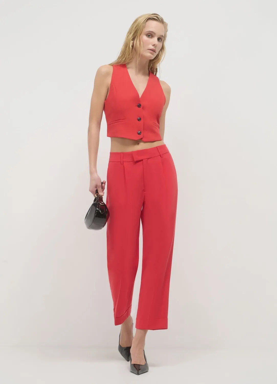 Calliope pantalon classique femme à revers regular