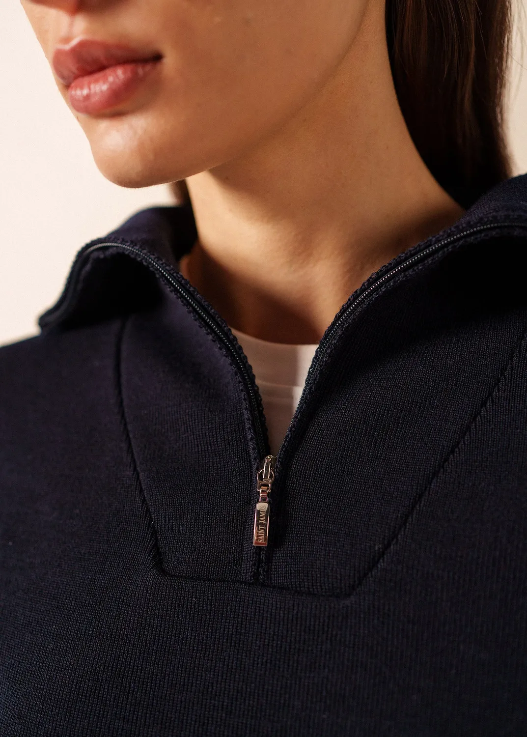 Saint James Passerelle pull Navy col camionneur laine