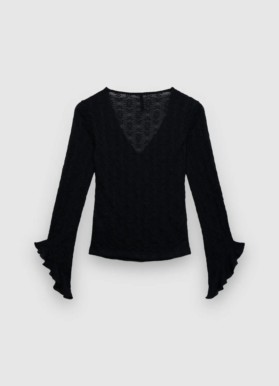 Calliope T-shirt maniche frill femme col V dentelle