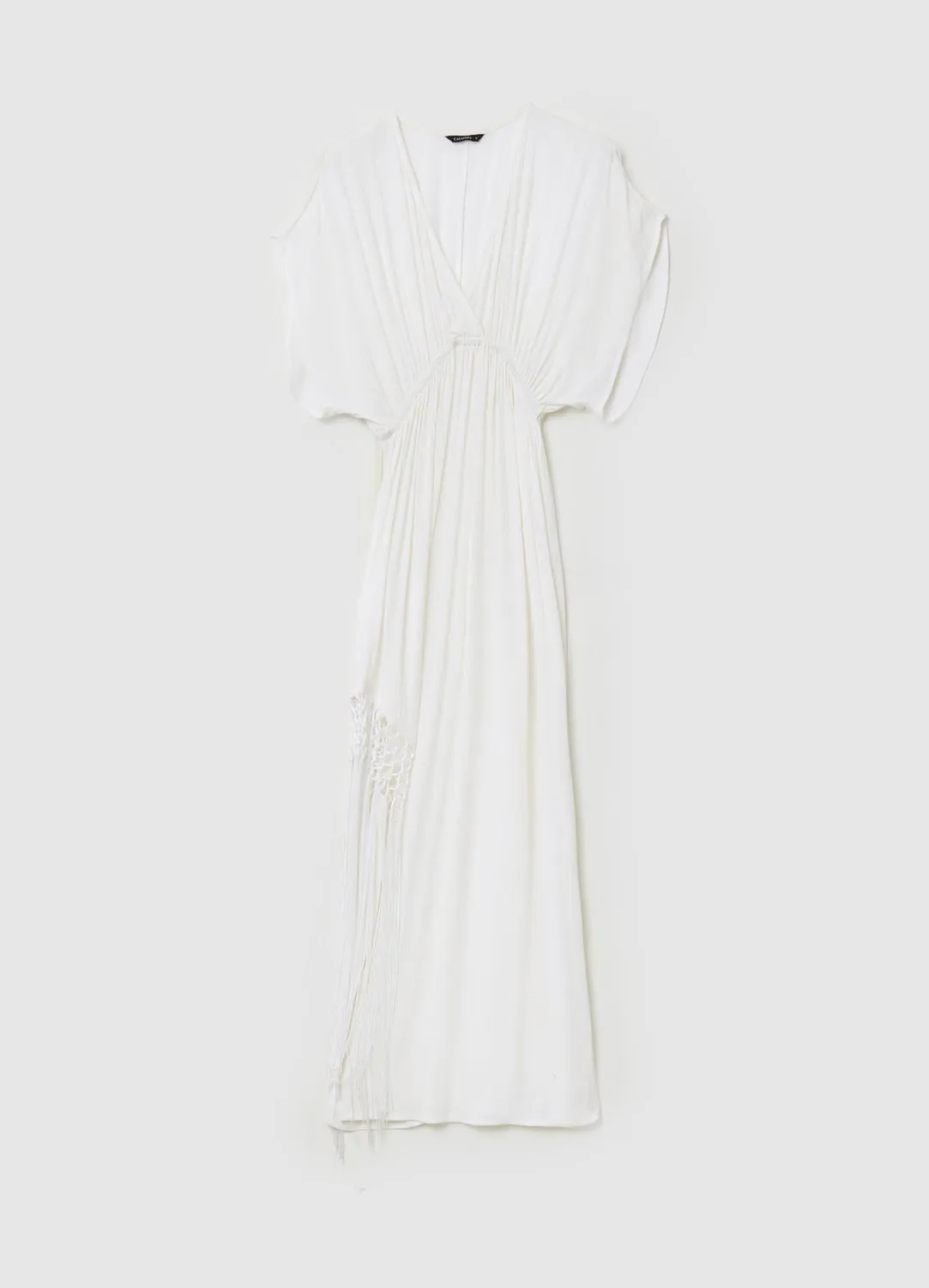 Calliope robe longue portefeuille femme à franges