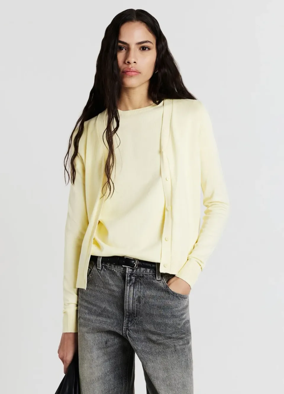Calliope Cardigan femme col V uni coupe regular