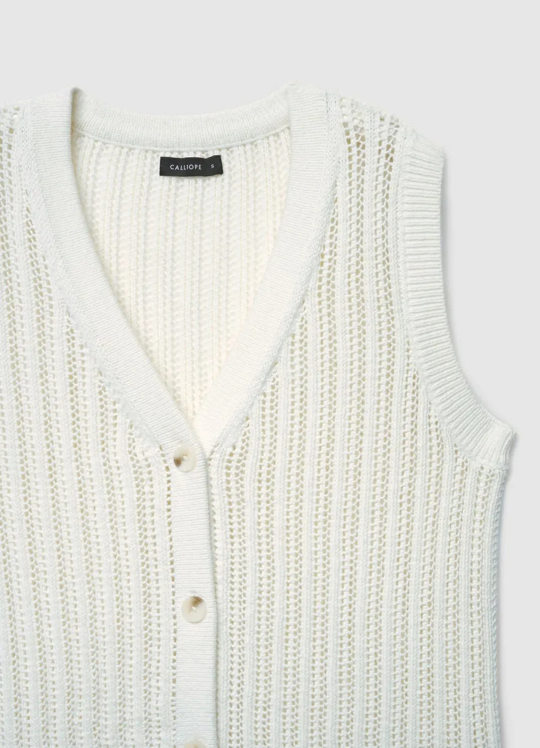 Calliope Gilet maille ajourée col V boutonné