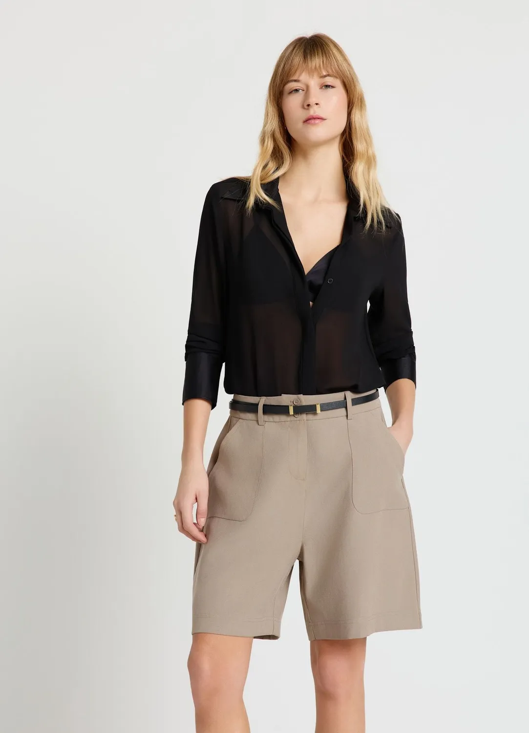 Calliope Bermuda Femme Uni Poches Plaquées