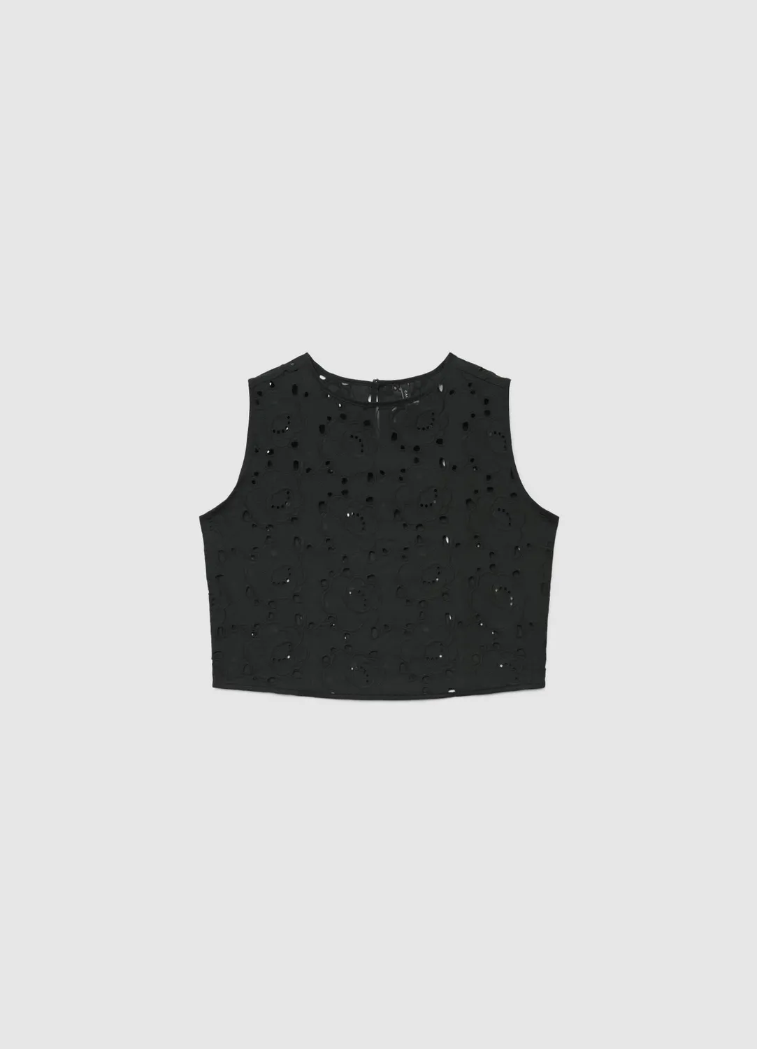 Calliope top femme broderie florale sans manches court