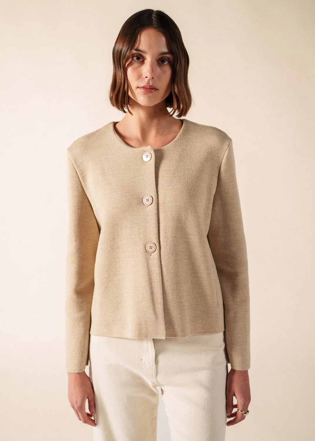 Saint James Montpellier veste beige femme laine