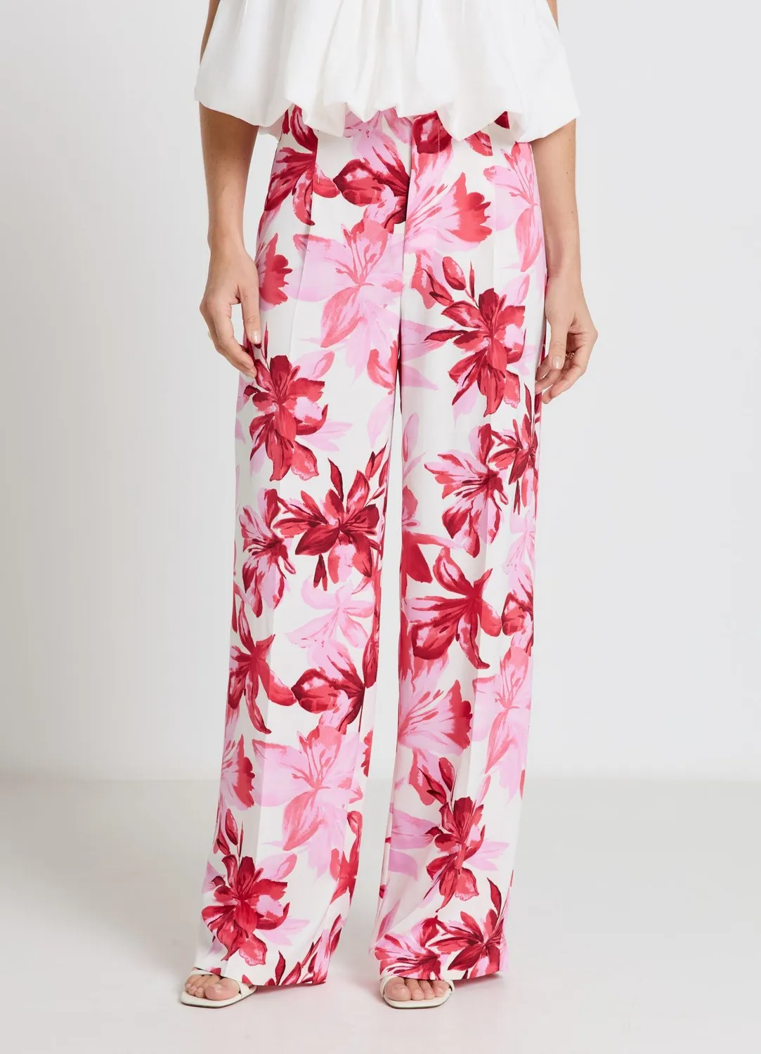 Calliope pantalon palazzo fleuri femme taille haute