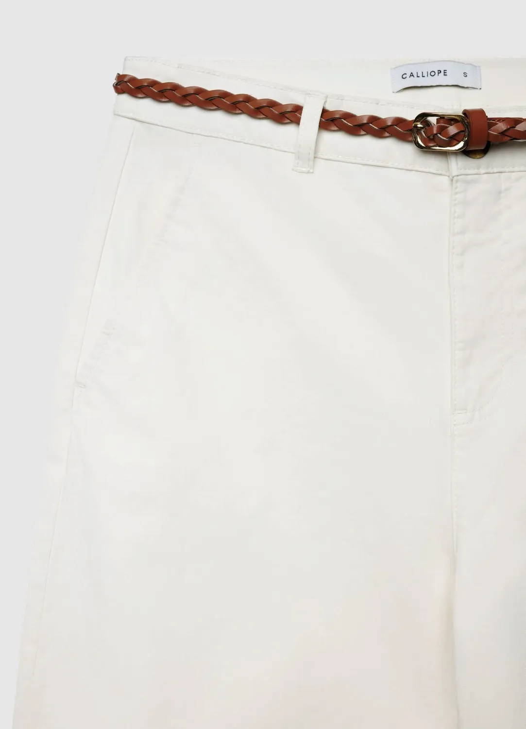 Calliope pantalon chino femme ceinture tressée uni