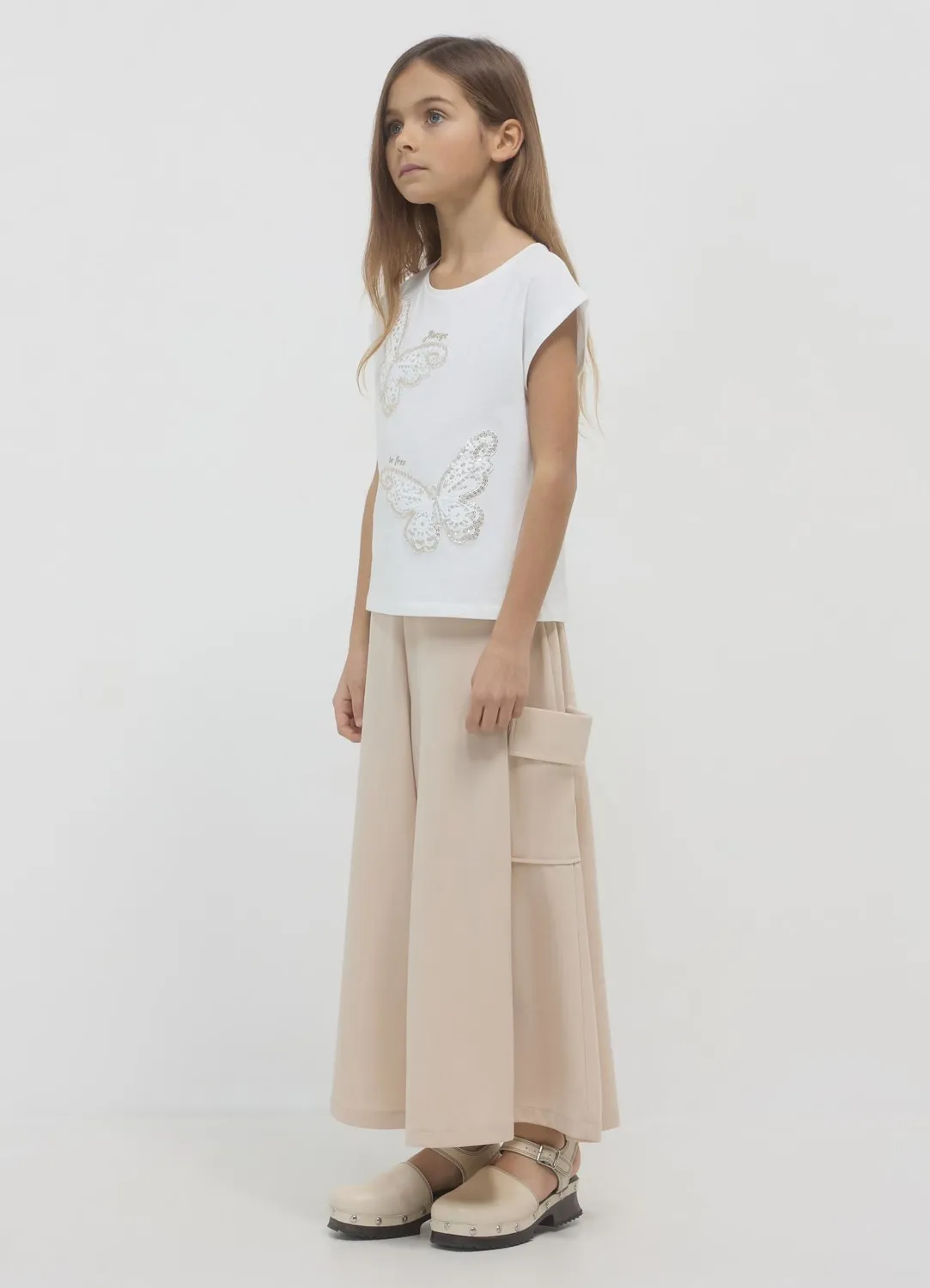 Calliope palazzo cargo pantalon fille large coton