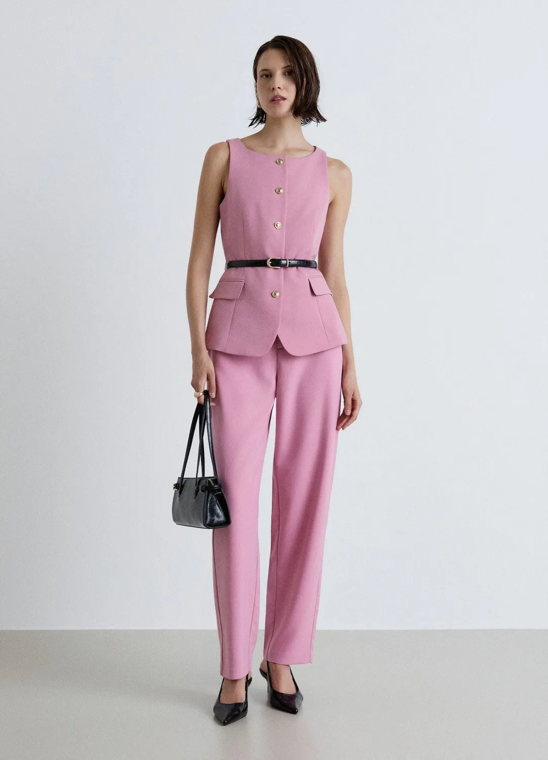 Calliope pantalon baggy femme uni taille haute