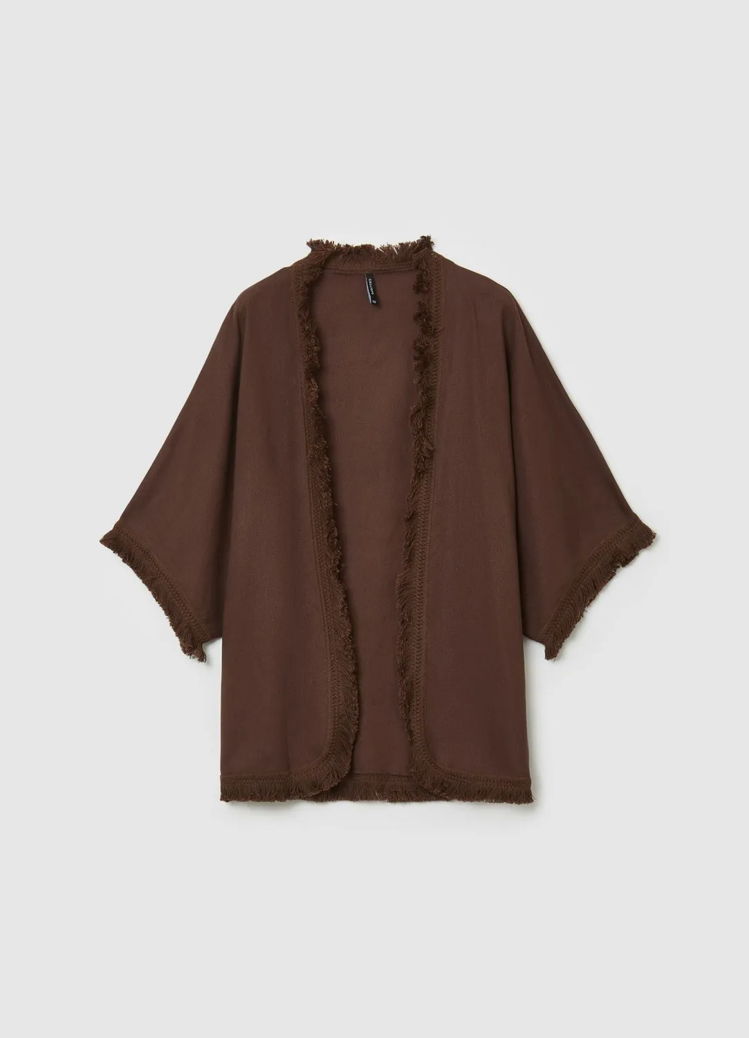 Calliope Kimono frange misto lino femme TU uni
