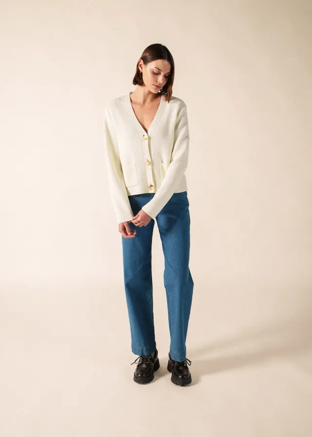 Saint James Courcy gilet blanc 100% laine