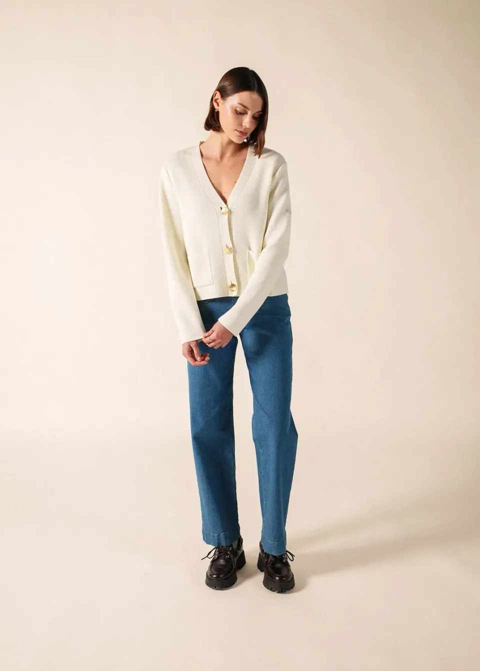 Saint James Courcy gilet blanc 100% laine