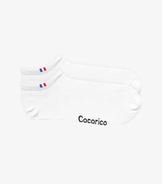 Cocorico Invisible chaussettes homme blanc x2 coton