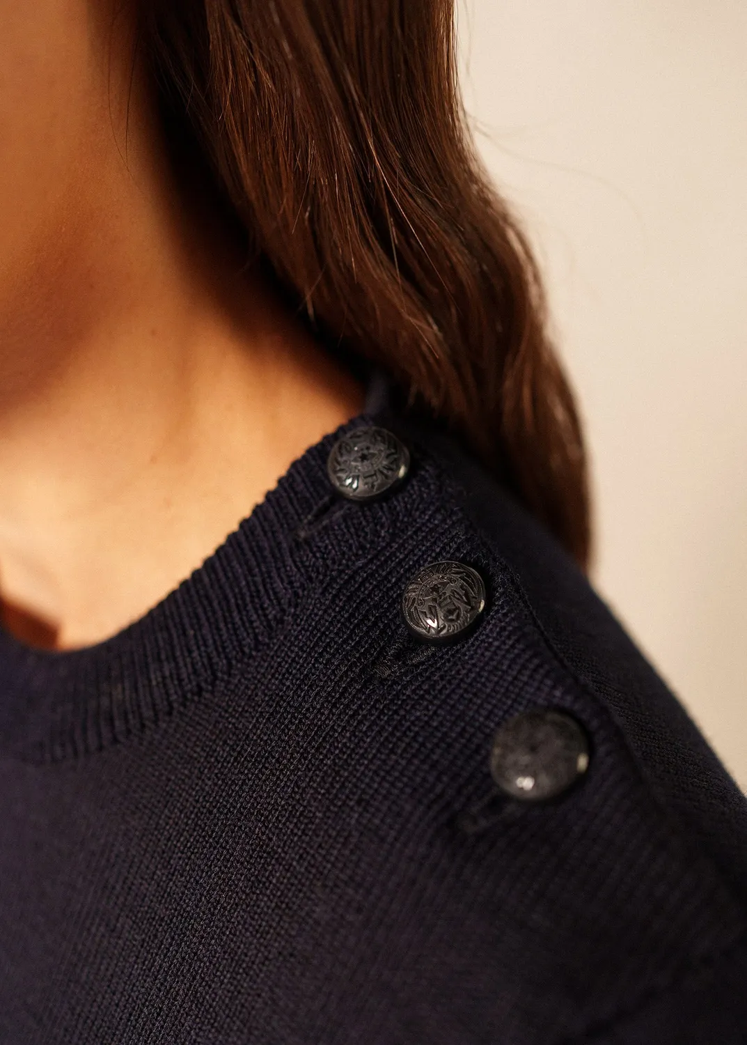 Saint James Rochefort pull marin femme navy/ecume laine