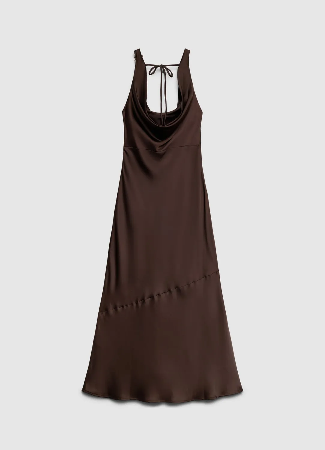 Calliope robe longue satin col drapé dos nu fleur