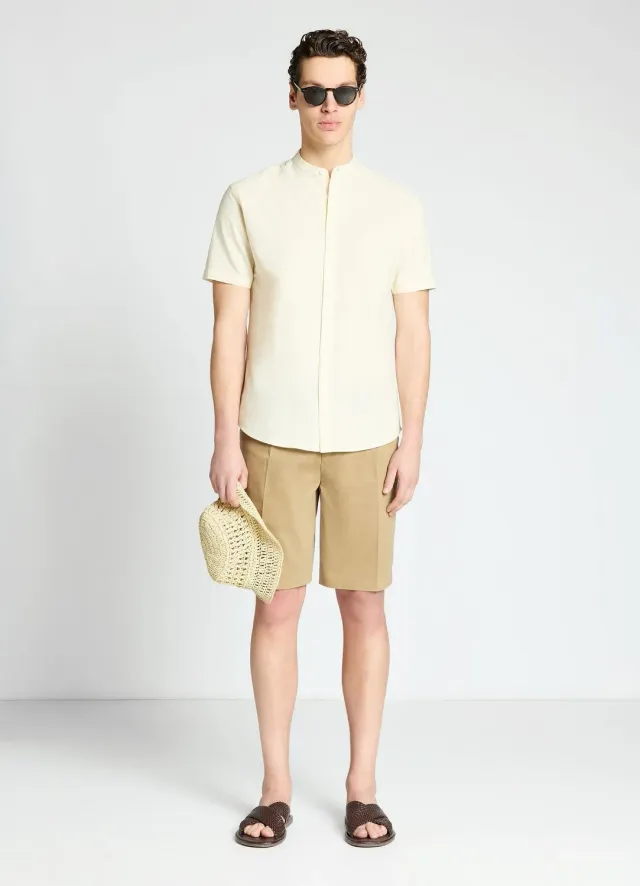 Calliope chemise col coréen homme lin manches courtes S-5XL