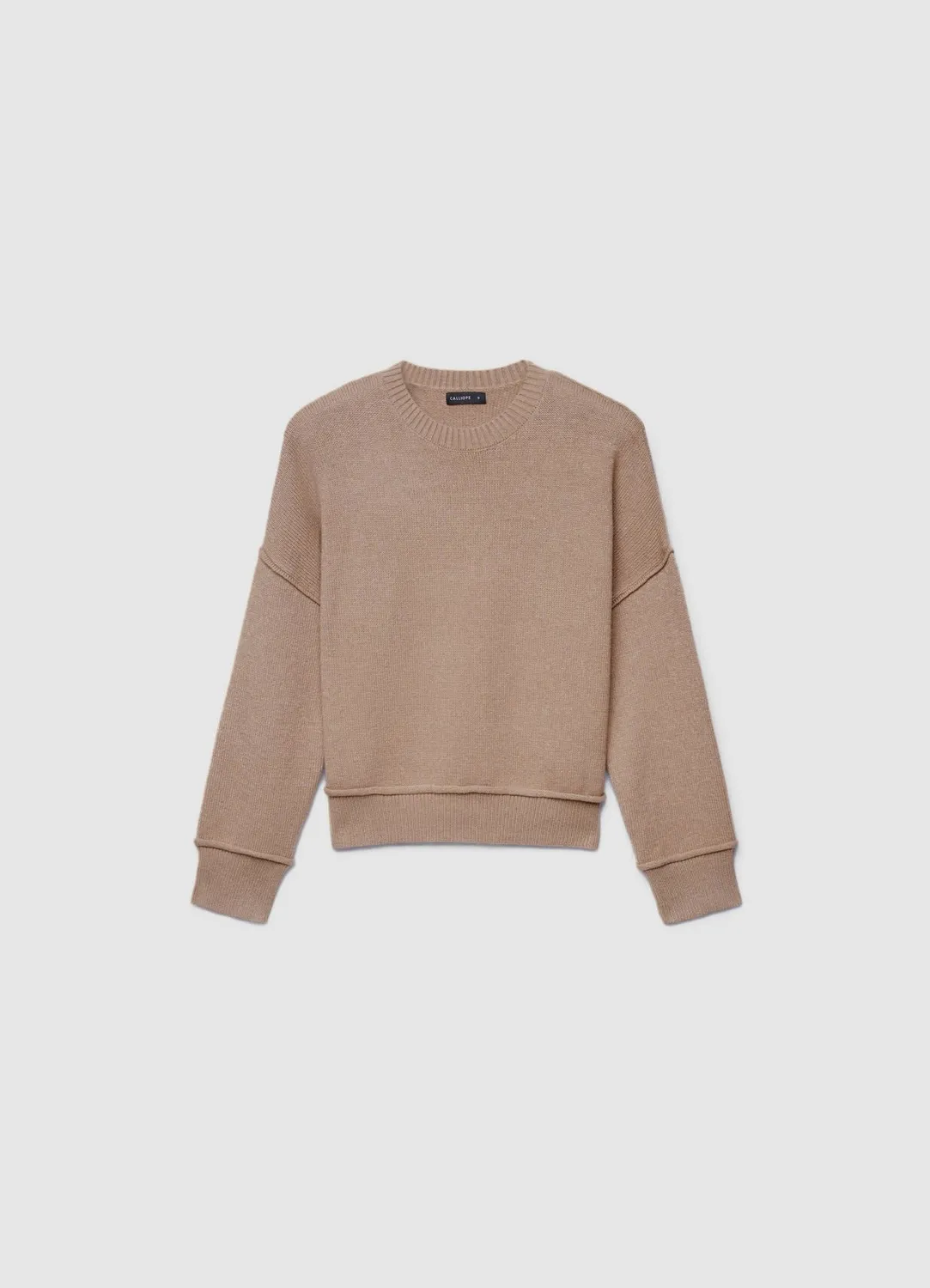 Calliope pull femme col rond uni bord franc