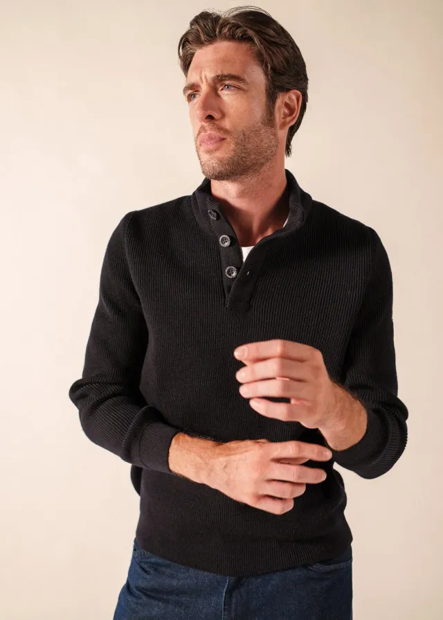Saint James Bourboule pull navy 100% laine col montant
