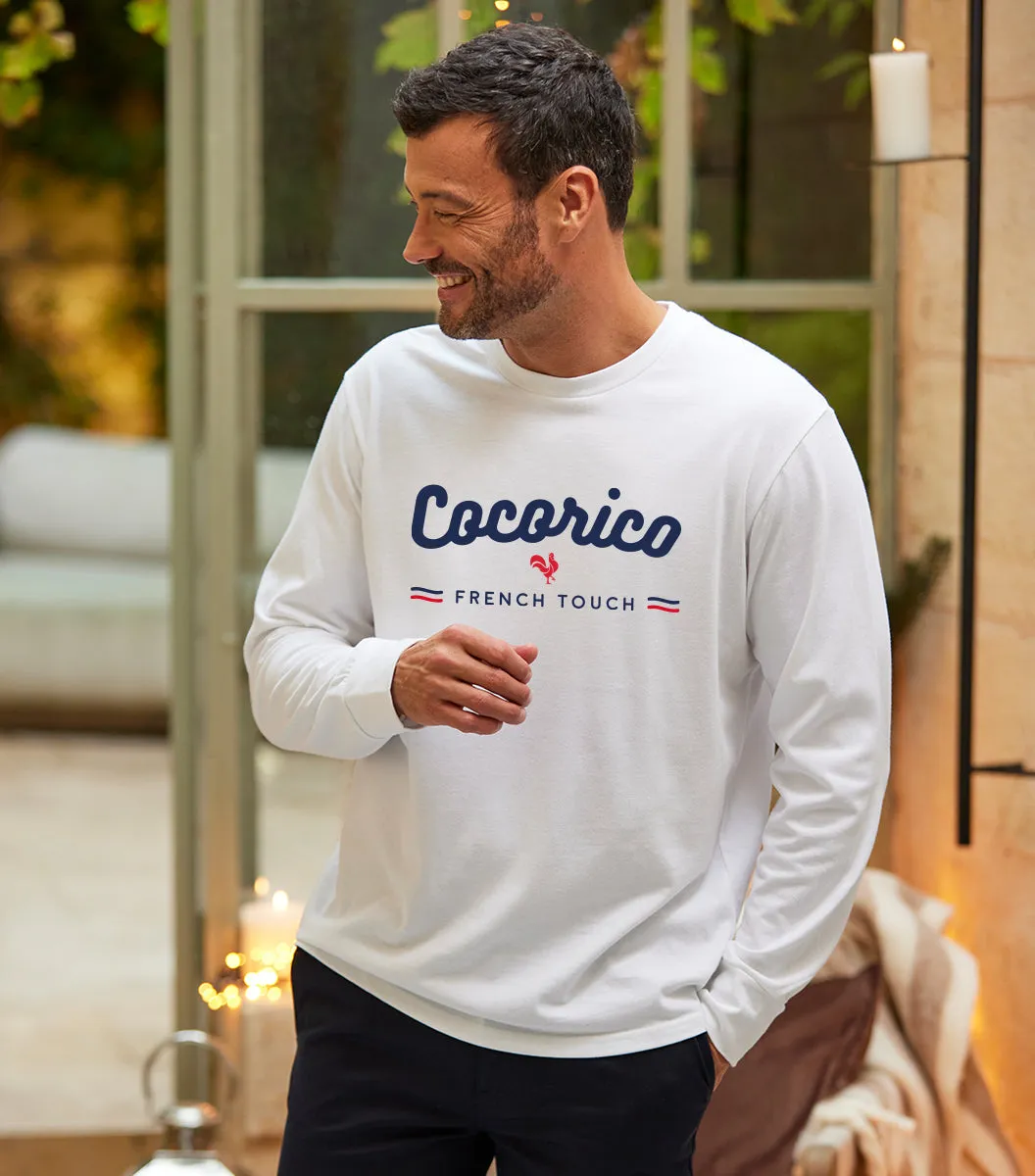Cocorico French Touch t-shirt manches longues homme blanc coton