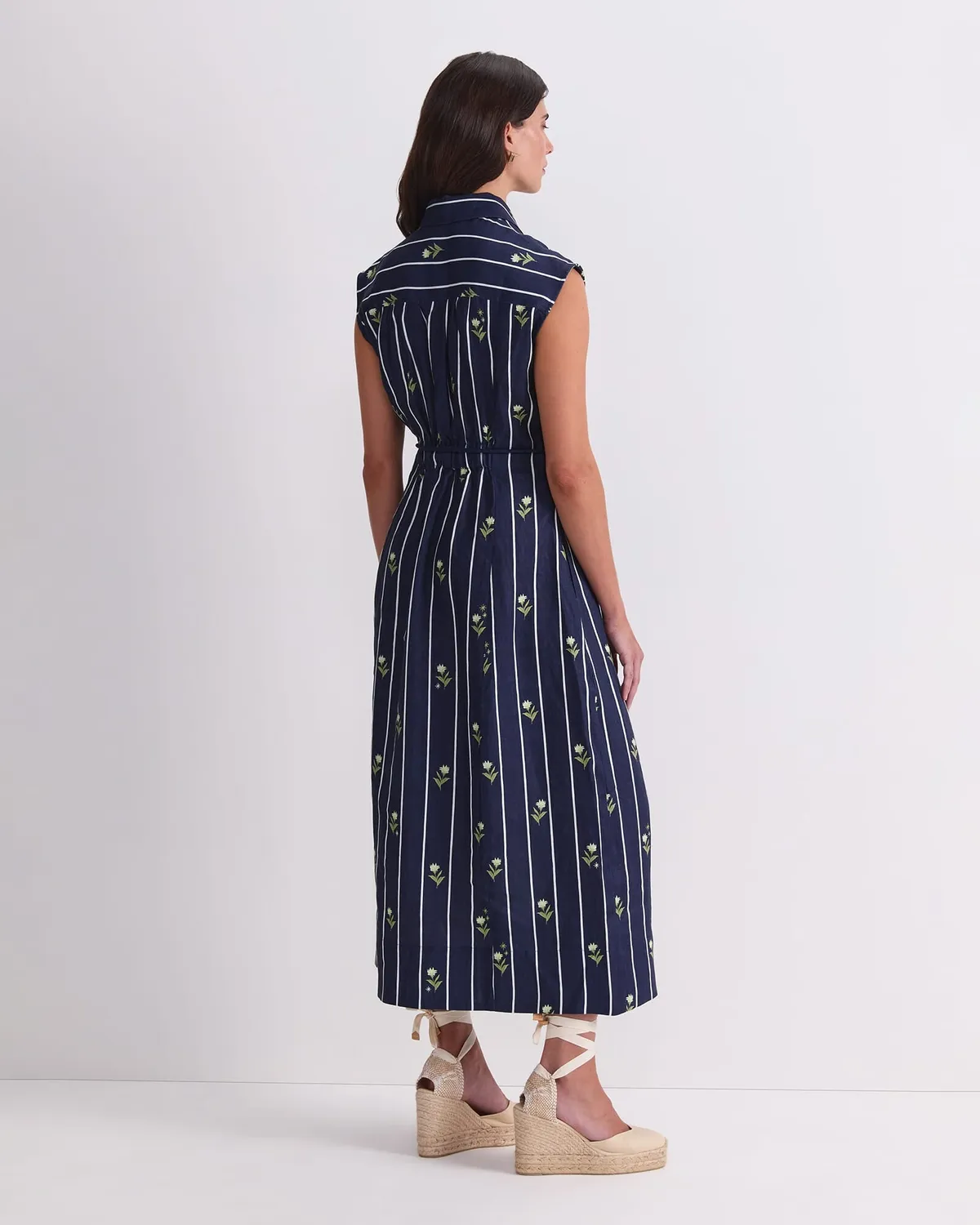 Sportscraft Hampton robe chemise lin midi rayures fleurs