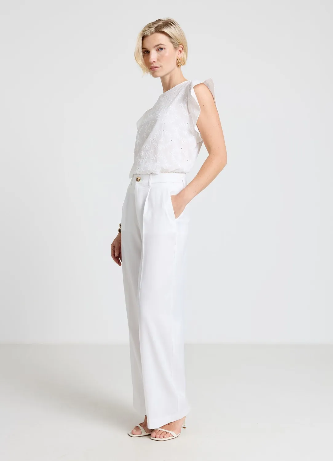 Calliope pantalon long femme simili satin taille haute
