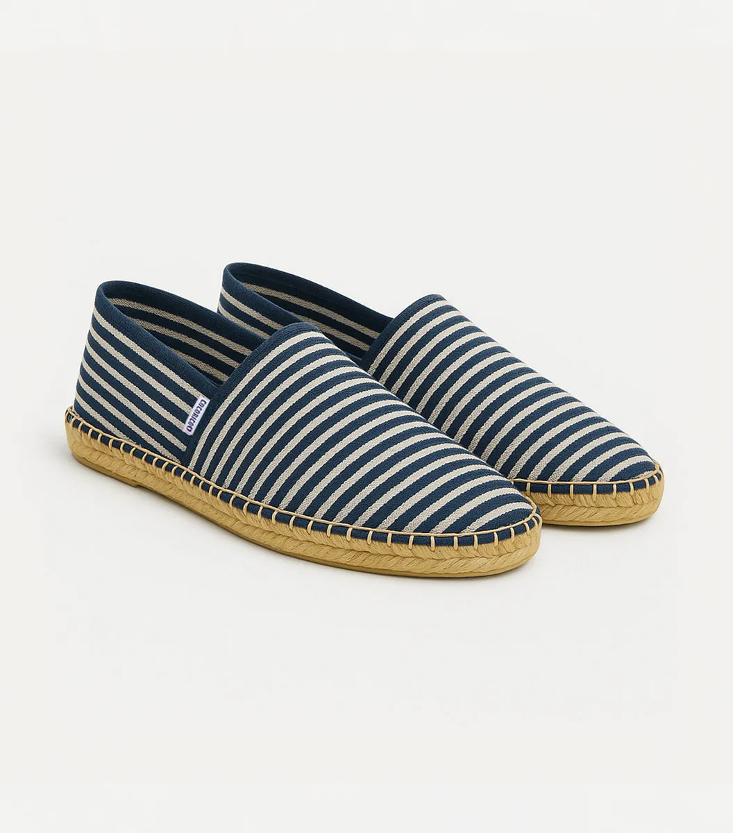 Cocorico Rayé Fine espadrille homme bleu coton