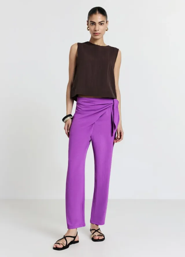 Calliope pantalon noué femme taille S uni fluide