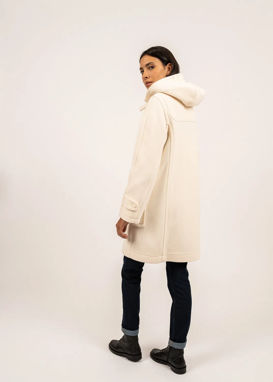 Saint James Vénus duffle-coat blanc d'hiver chevrons