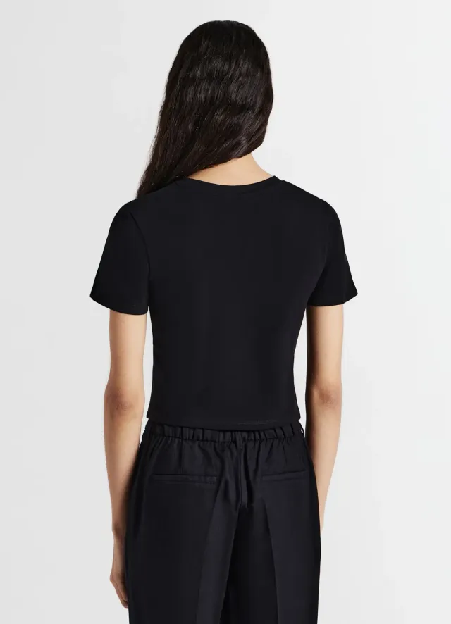 Calliope T-shirt crop coton femme uni col rond
