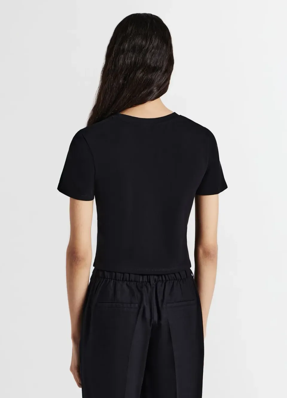 Calliope T-shirt crop coton femme uni col rond